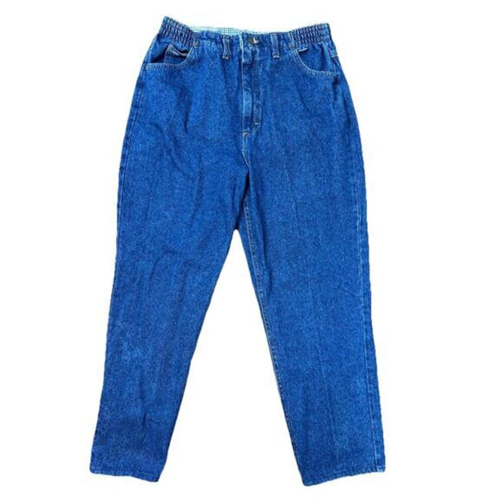 Vintage 90s Lee Jeans Elastic‎ Waist Dark Wash Mom Jeans 14 Medium